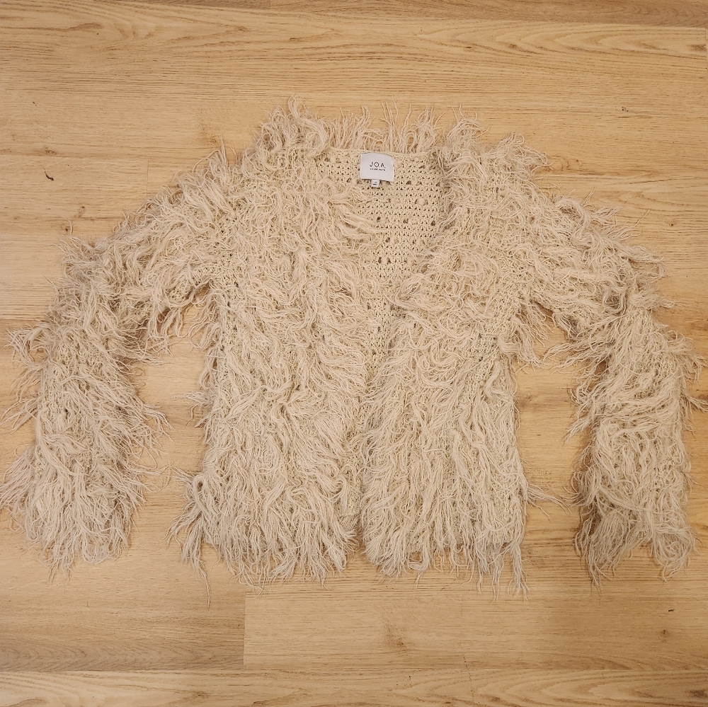 J.O.A. | Shaggy Fringe Open Front Cardigan